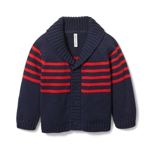Janie and Jack baby striped blue and red cardigan - Picture 1 of 9